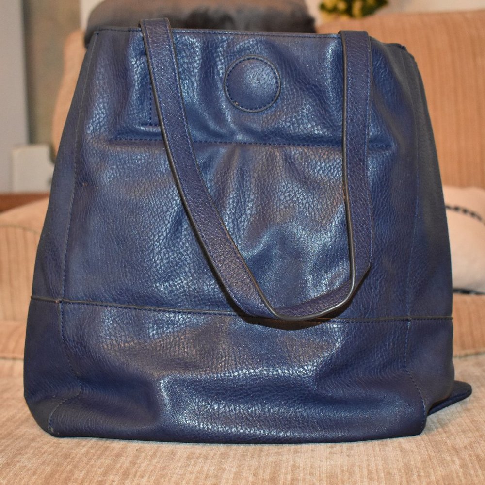 Joy Susan Vegan Pebble Leather Tote in Blue